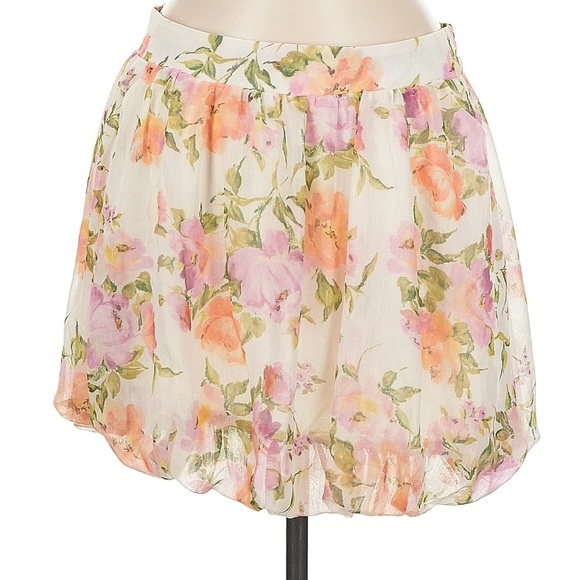 Anthropologie Floral Mini Skirt - Pink and Orange - Picture 1 of 6
